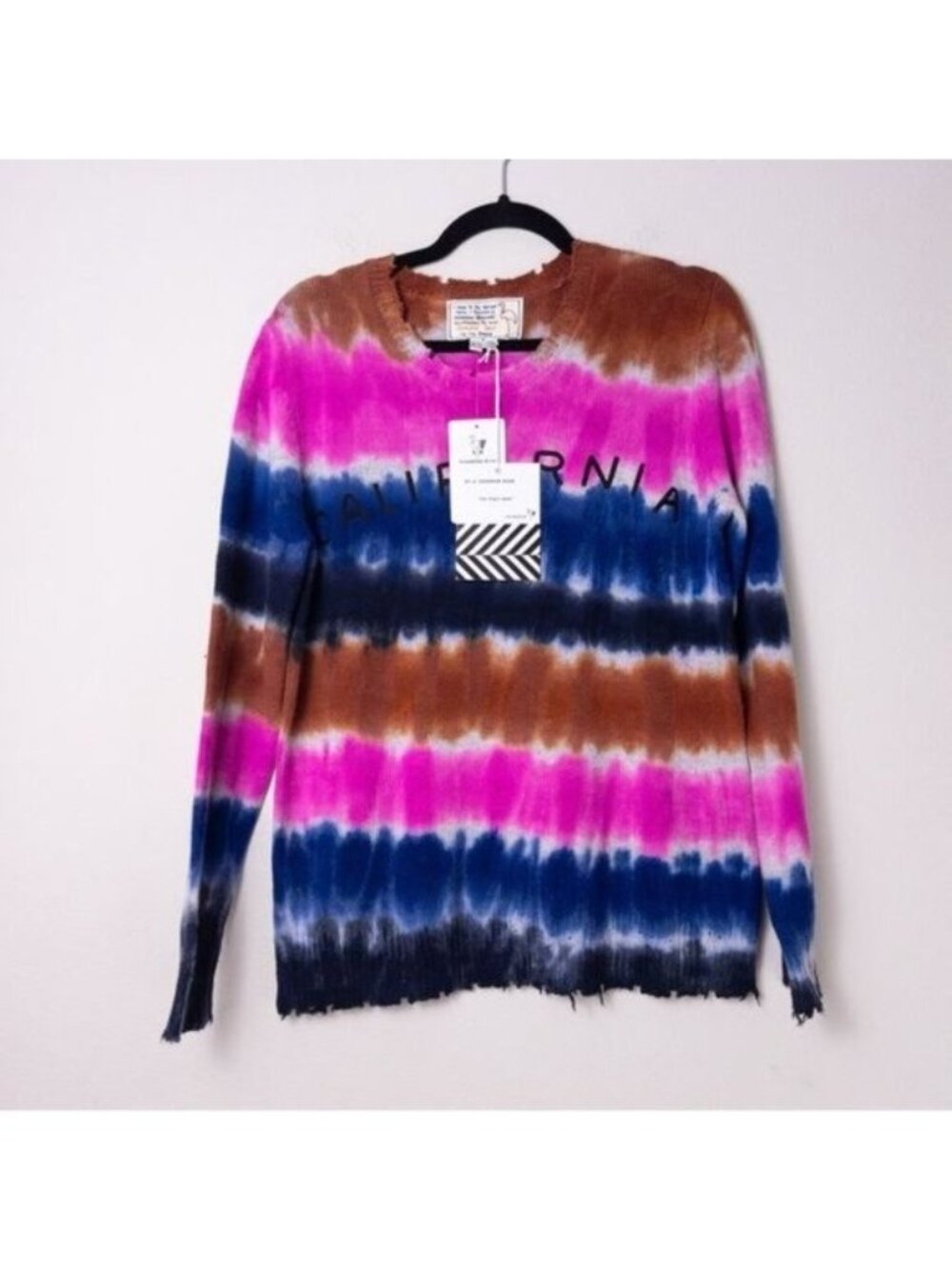 NWT Free People x Sandrine Rose California Tidy Cashmere Wool Sweater XS Tie Dye - Picture 4 of 11